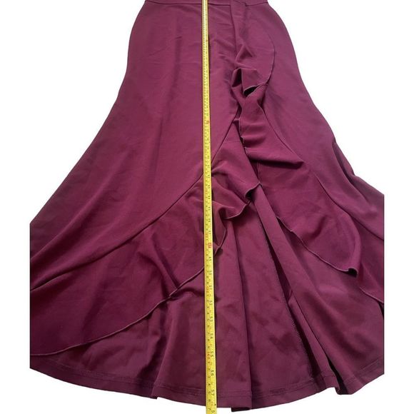 NWT Women Split Sleeveless Slim Fit Ruffle Long Dress Evening Dress - Picture 5 of 9